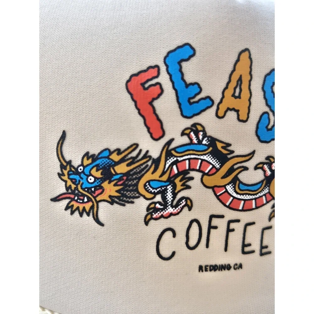 Feast Coffee‎ Redding CA Dragon Trucker Hat Beige Mesh Snapback OTTO Cap
